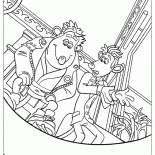 At the edge of the toilet bowl