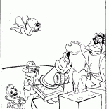 The whole team at the microscope