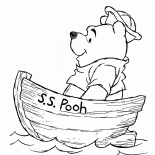 Winnie in a boat