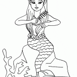 Mermaid combing her hair