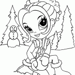 Girl sculpts snowman