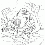 Robot sawing a wood