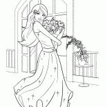 Barbie and a bouquet of flowers