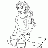 Barbie plays the drums