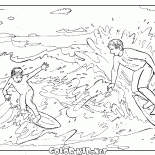 Surfing in the sea