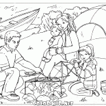 Family at campfire