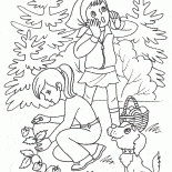 Children in the summer in the woods