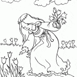 Princess walks around the meadow