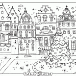 Decorated fir-tree on the square