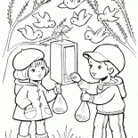 Children feeding birds