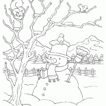 Snowman wearing a scarf and hat