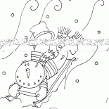 Snowman and sleigh