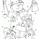 Snowman and feeders