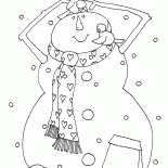 Snowman feeding birds