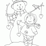 Snowman and girl