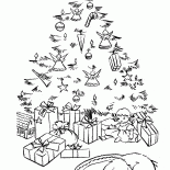 Pet felt asleep near the christmas tree