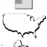 Map of America and flag